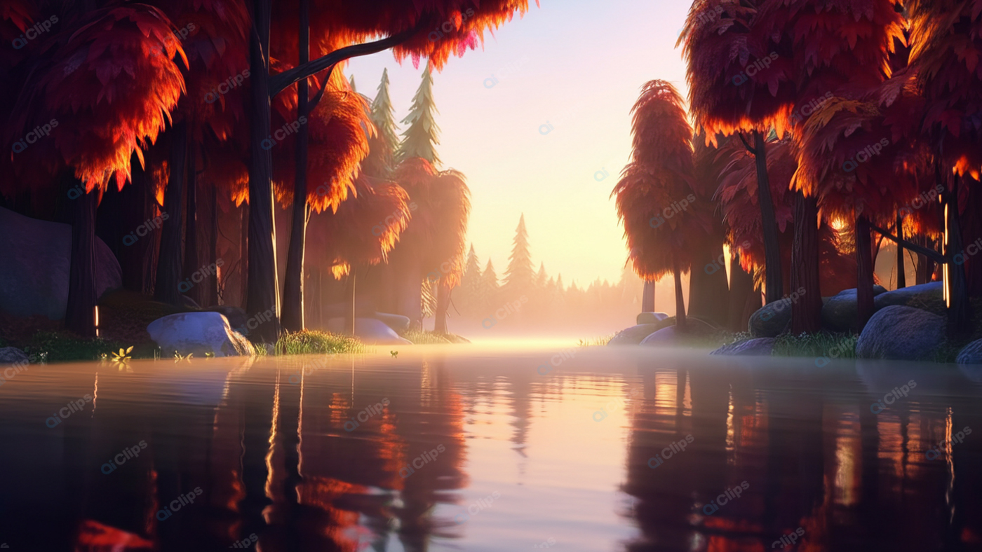 Autumn Forest Reflection at Sunrise