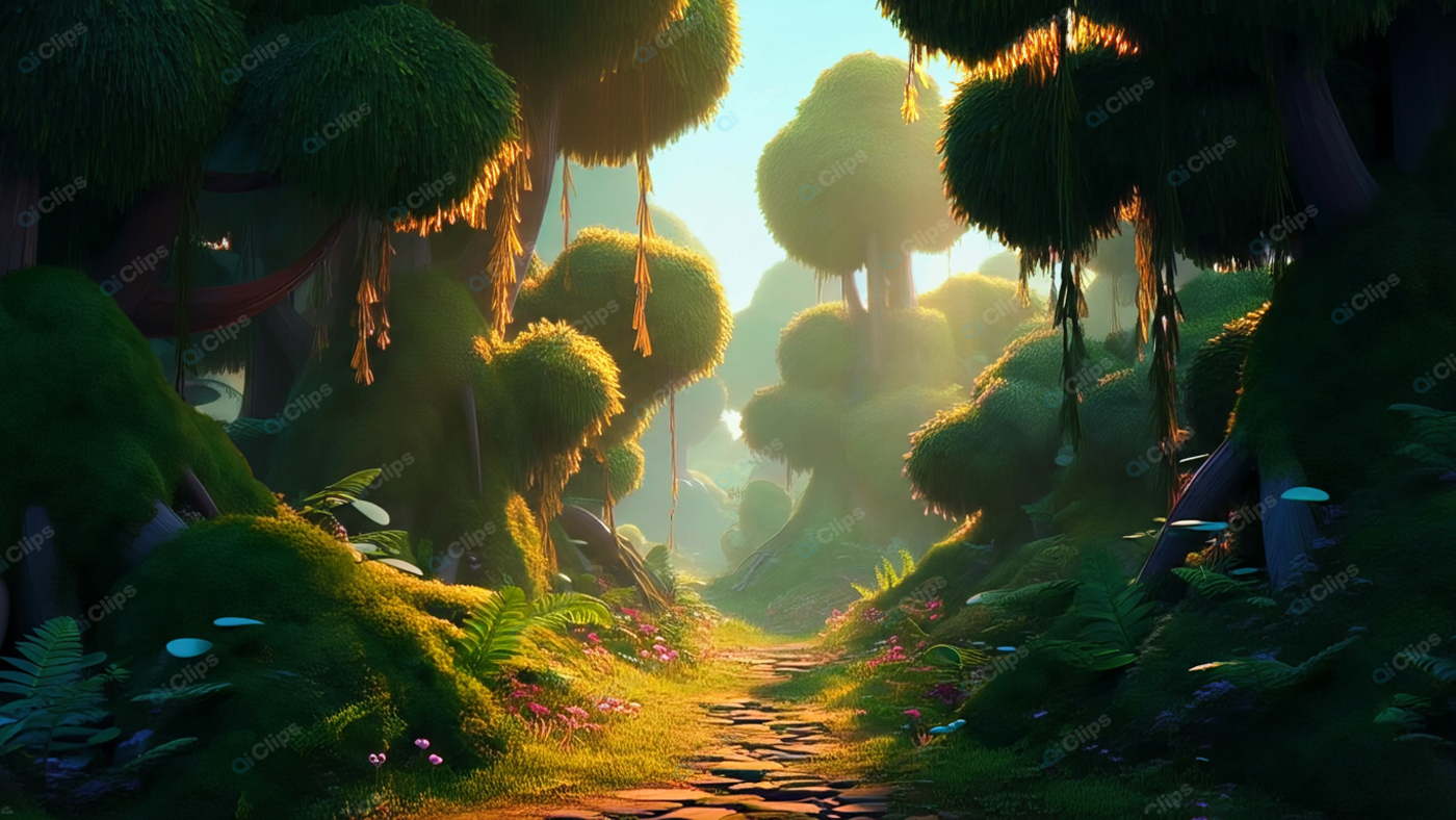 Enchanted Forest Path with Lush Greenery