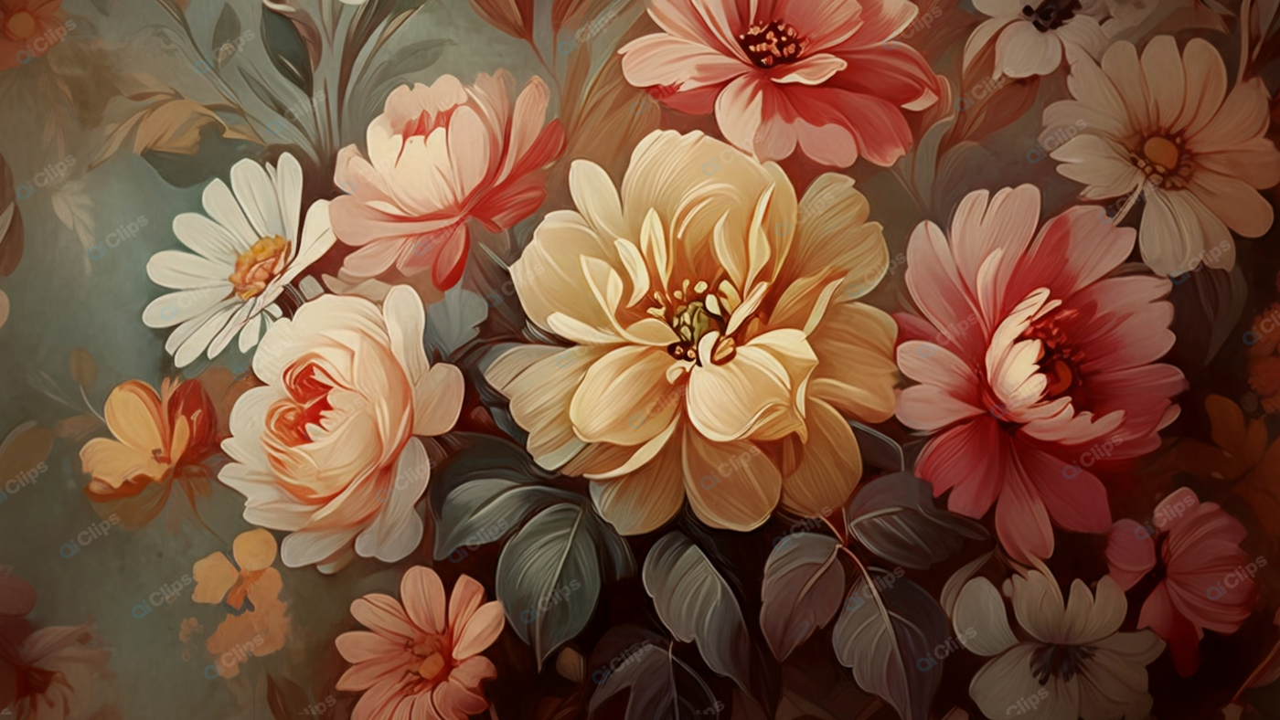 Vintage Floral Bouquet with Soft Pastel Tones