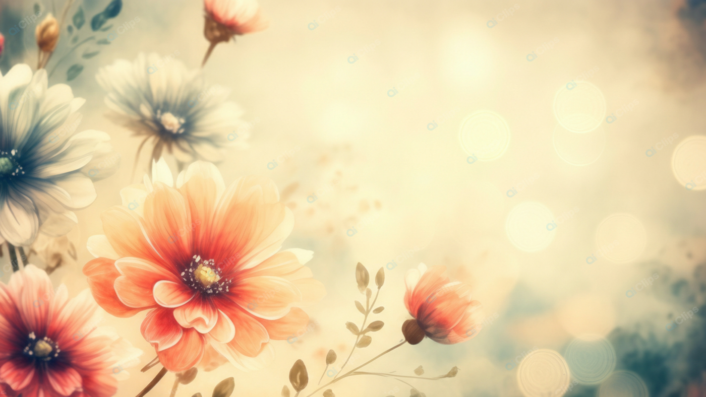 Vintage Floral Blooms with Soft Pastel Background