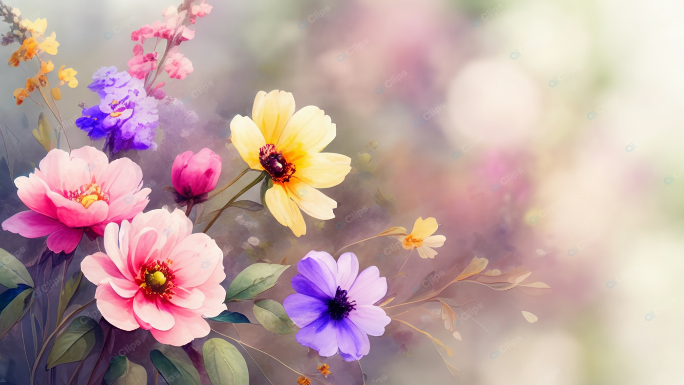 Colorful Floral Bouquet with Pastel Background