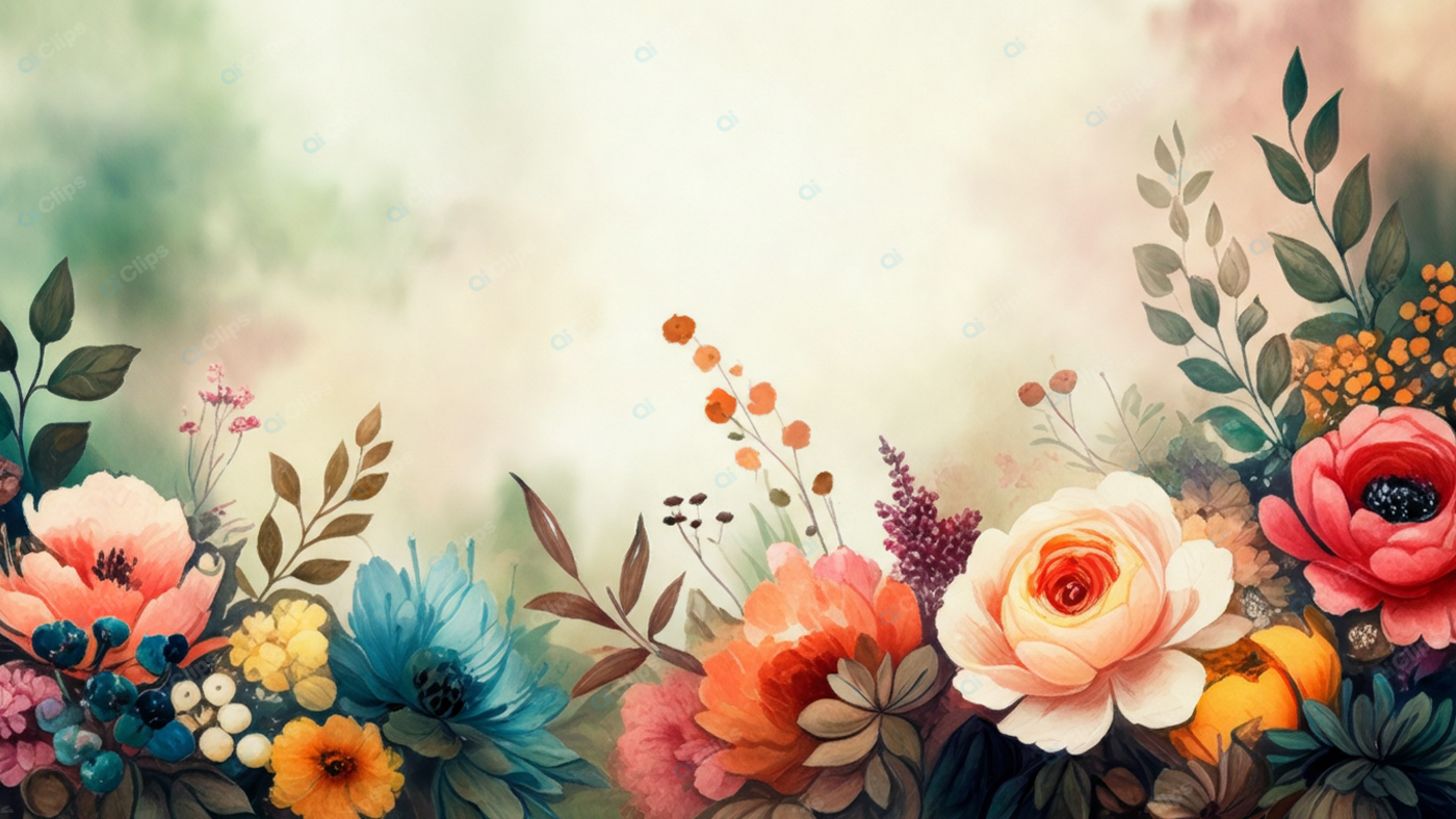 Floral Watercolor Background with Vibrant Flowers