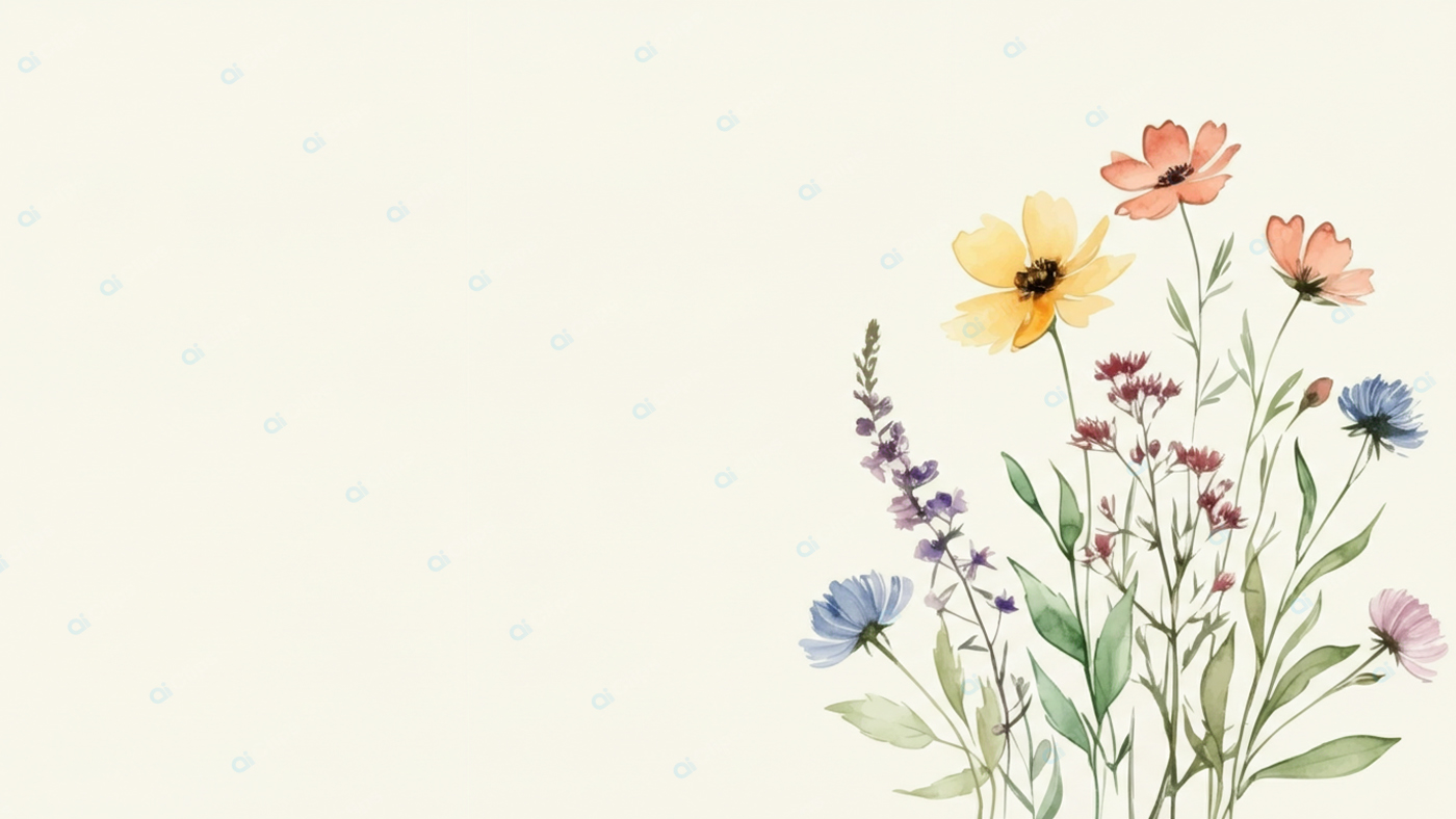 Watercolor Floral Bouquet on Light Background