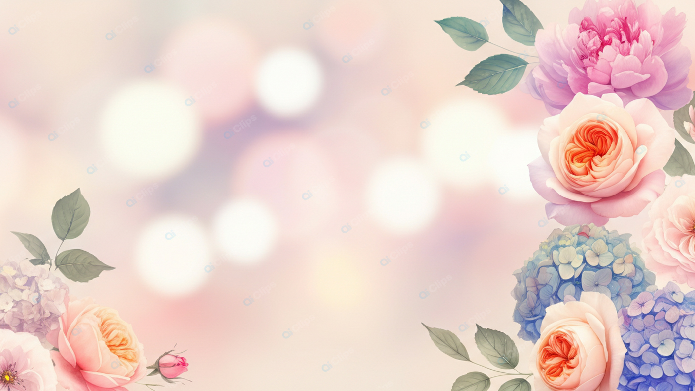 Romantic Floral Background with Roses and Peonies