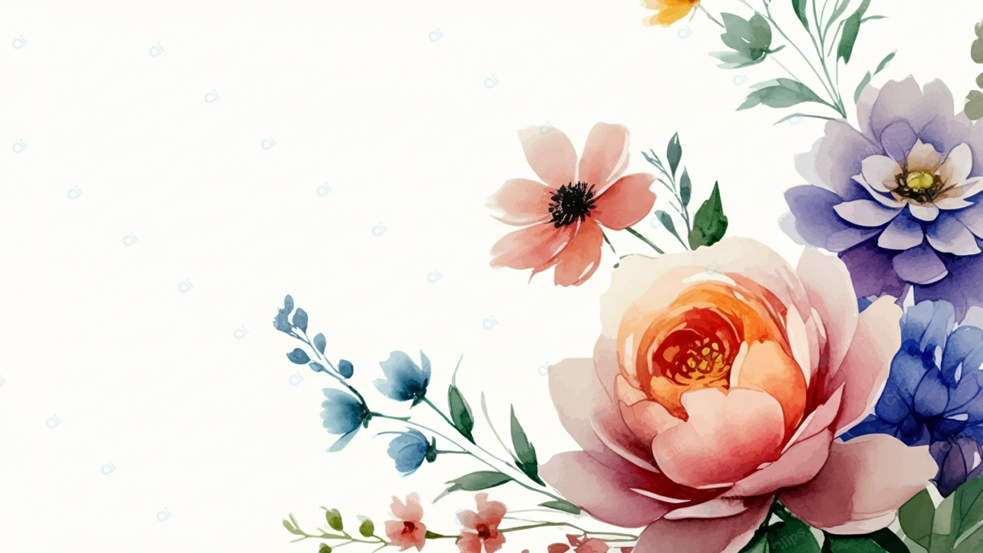 Watercolor Floral Bouquet with Pastel Flowers