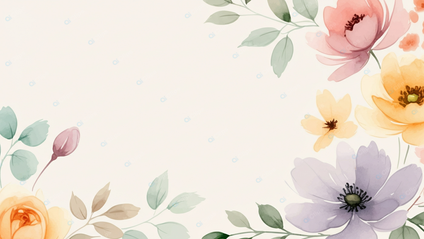 Watercolor Floral Background with Pastel Flowers