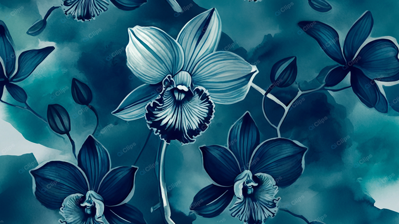 Blue Orchid Watercolor Pattern Art
