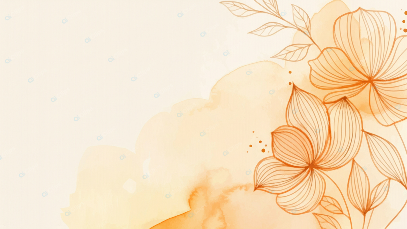 Orange Floral Watercolor Design with Soft Blooming Petals
