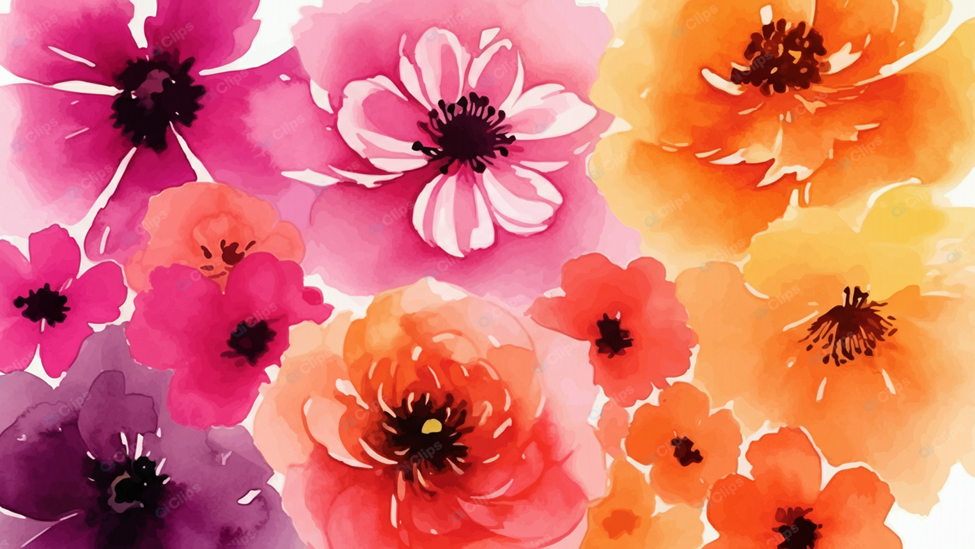 Vibrant Watercolor Flowers Collage