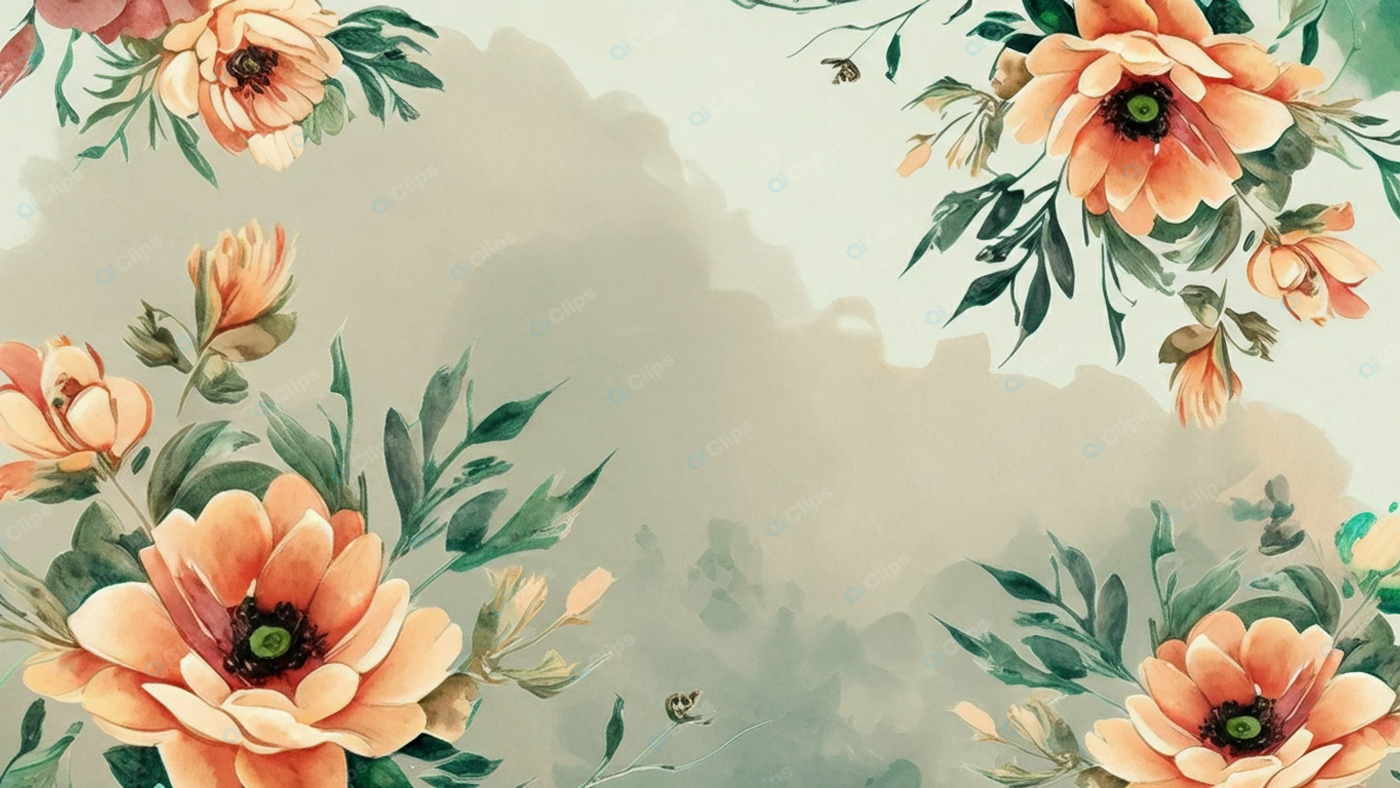 Elegant Watercolor Floral Bouquet on Green Background