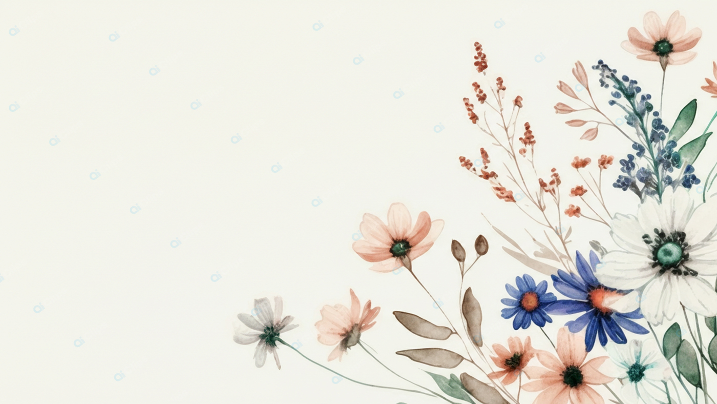 Watercolor Floral Bouquet on Soft Background