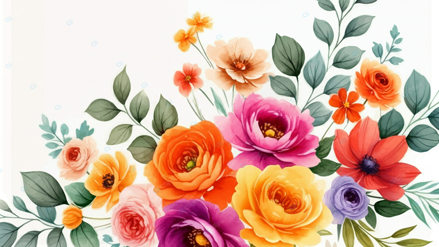 Vibrant Floral Bouquet with Green Leaves