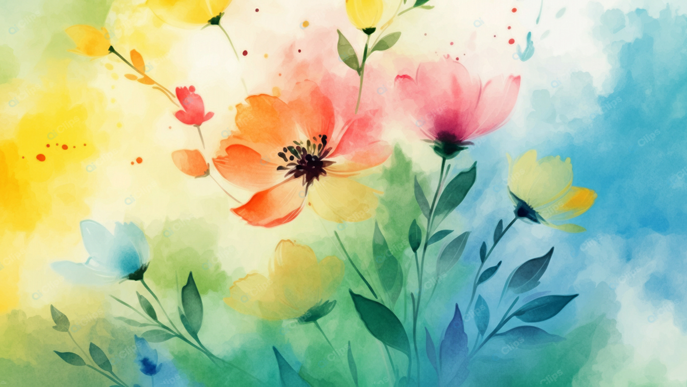 Watercolor Floral Art with Vibrant Blossoms