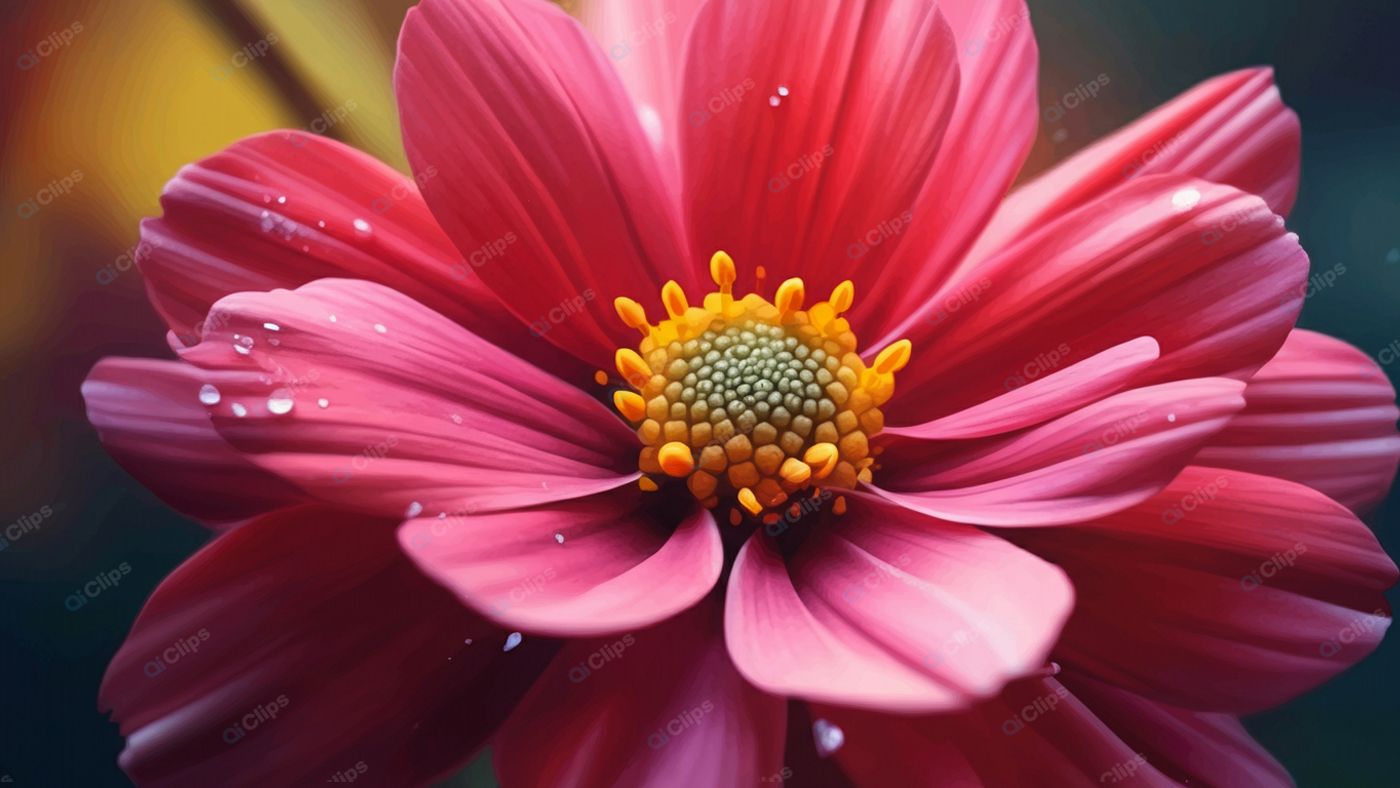 Vibrant Pink Flower Close-Up with Dewdrops