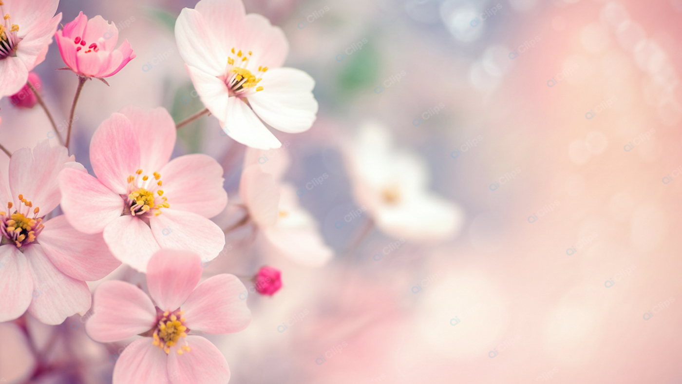Soft Pink Blossoms in Dreamy Bokeh Background