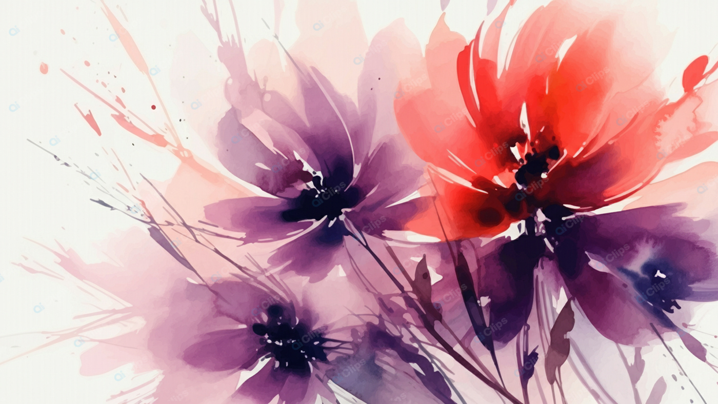 Abstract Floral Watercolor Art in Vibrant Hues