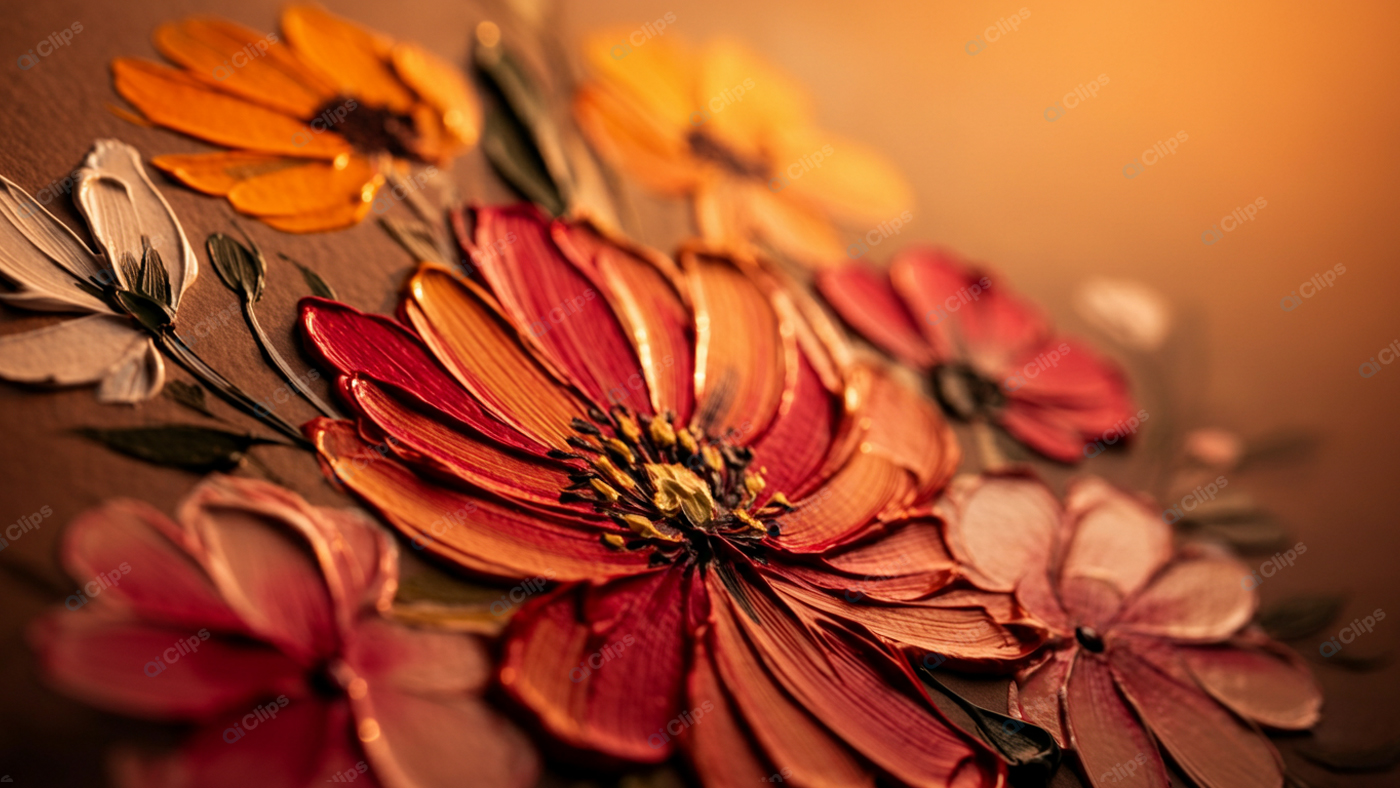 Embossed Floral Art in Warm Tones