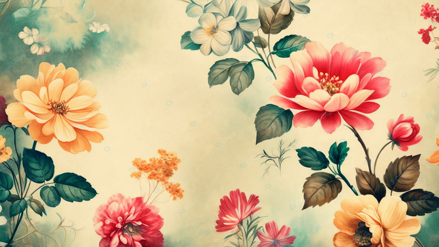Vintage Floral Pattern with Colorful Blooms