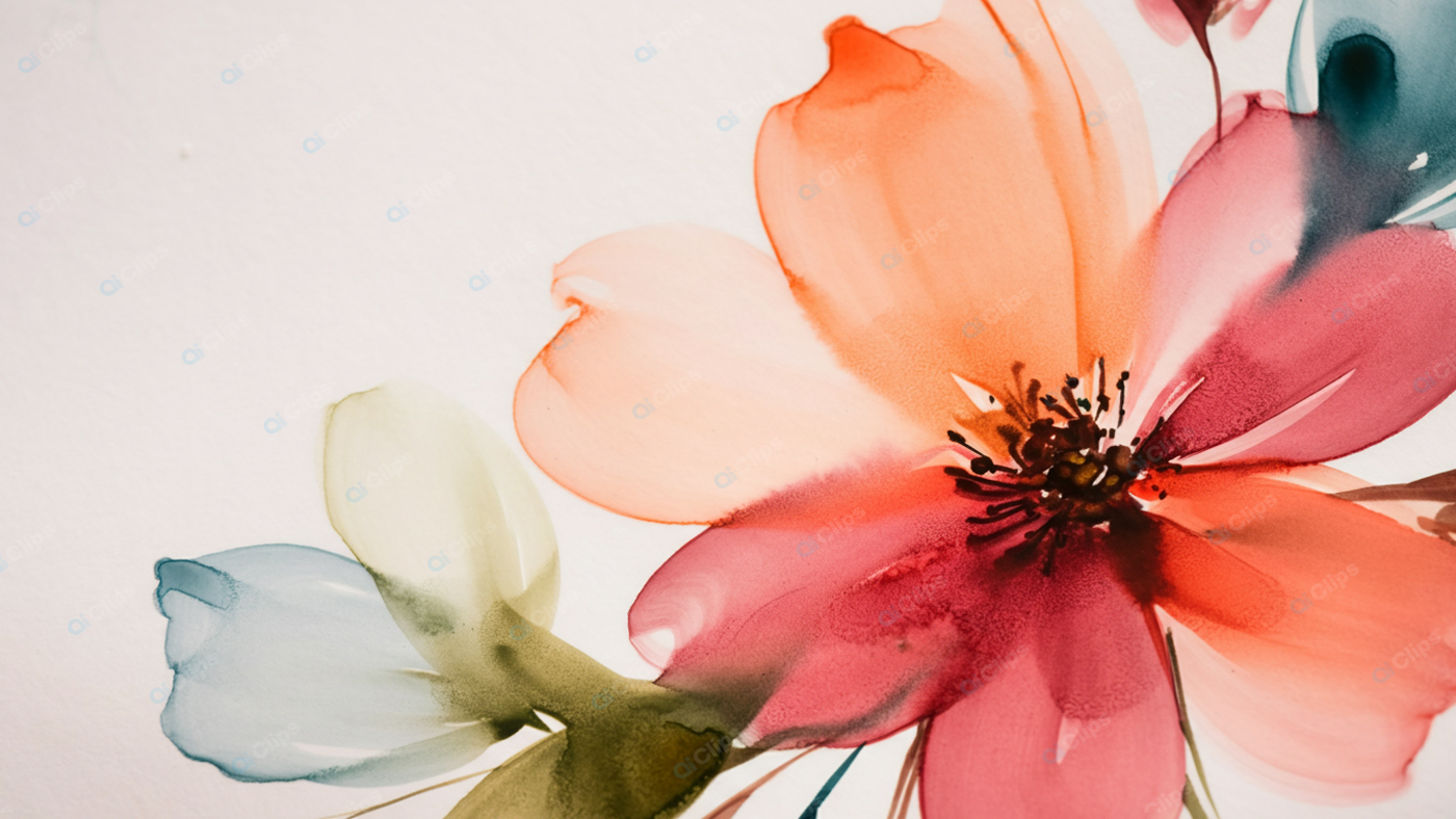 Watercolor Floral Art with Vibrant Petals
