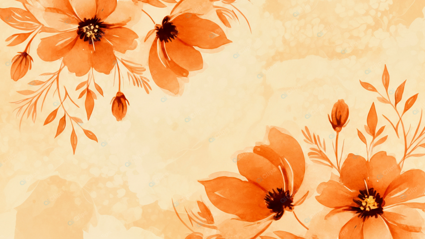 Orange Floral Watercolor Background Design
