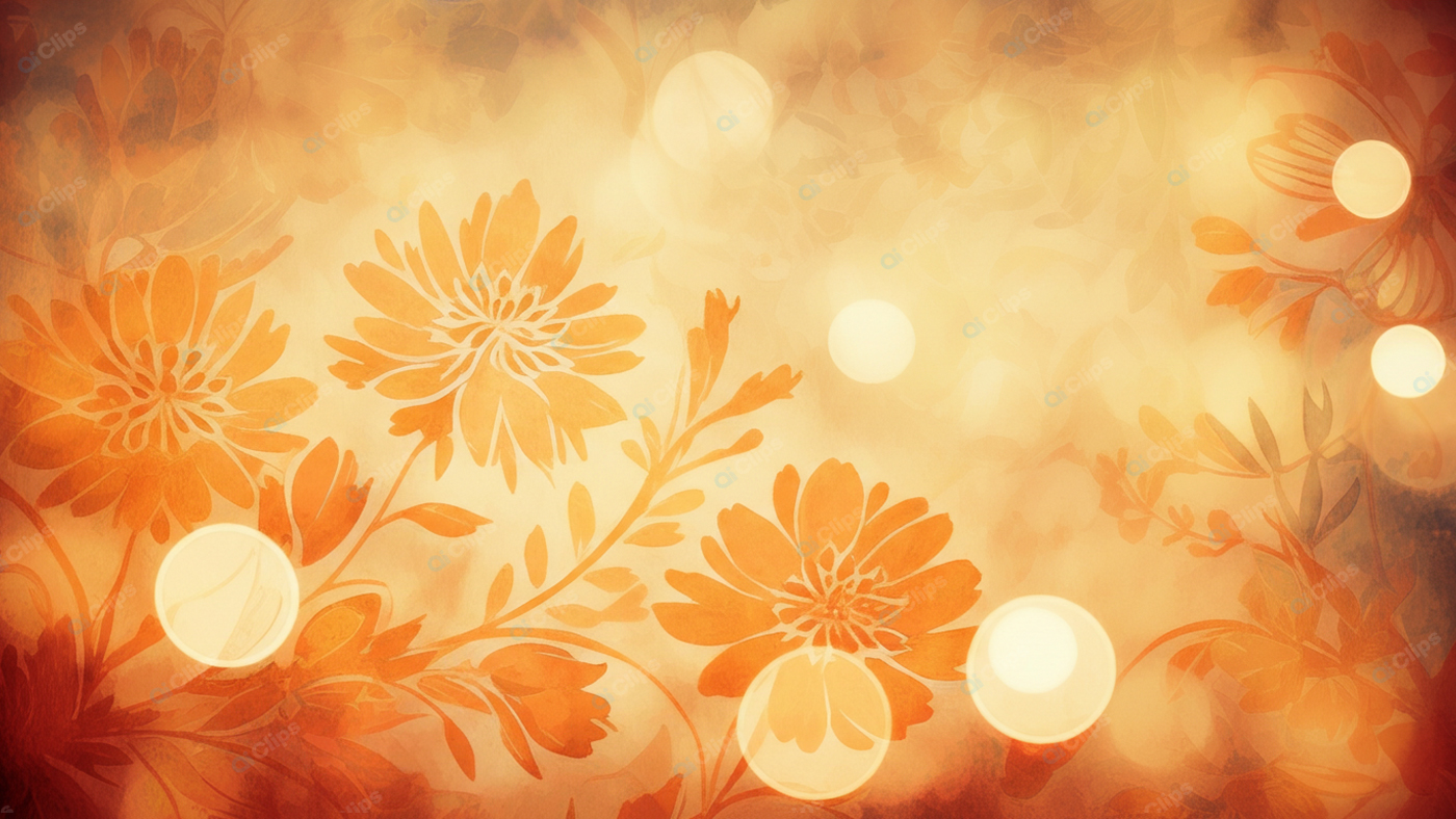 Golden Floral Background with Soft Bokeh Lights