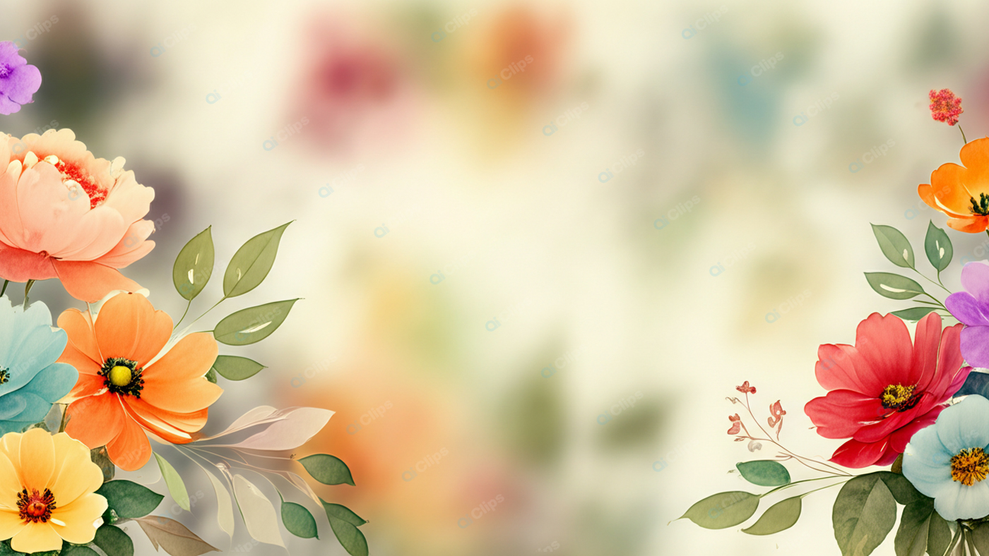 Floral Watercolor Border with Soft Pastel Background