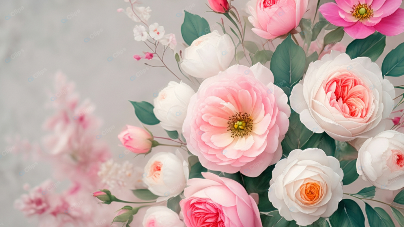 Elegant Pink and White Roses Bouquet