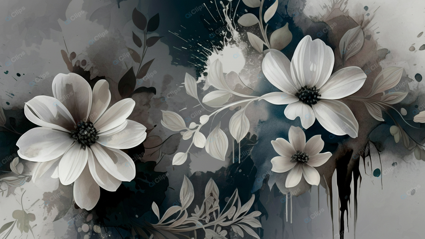 Abstract Floral Art with Monochrome Flowers