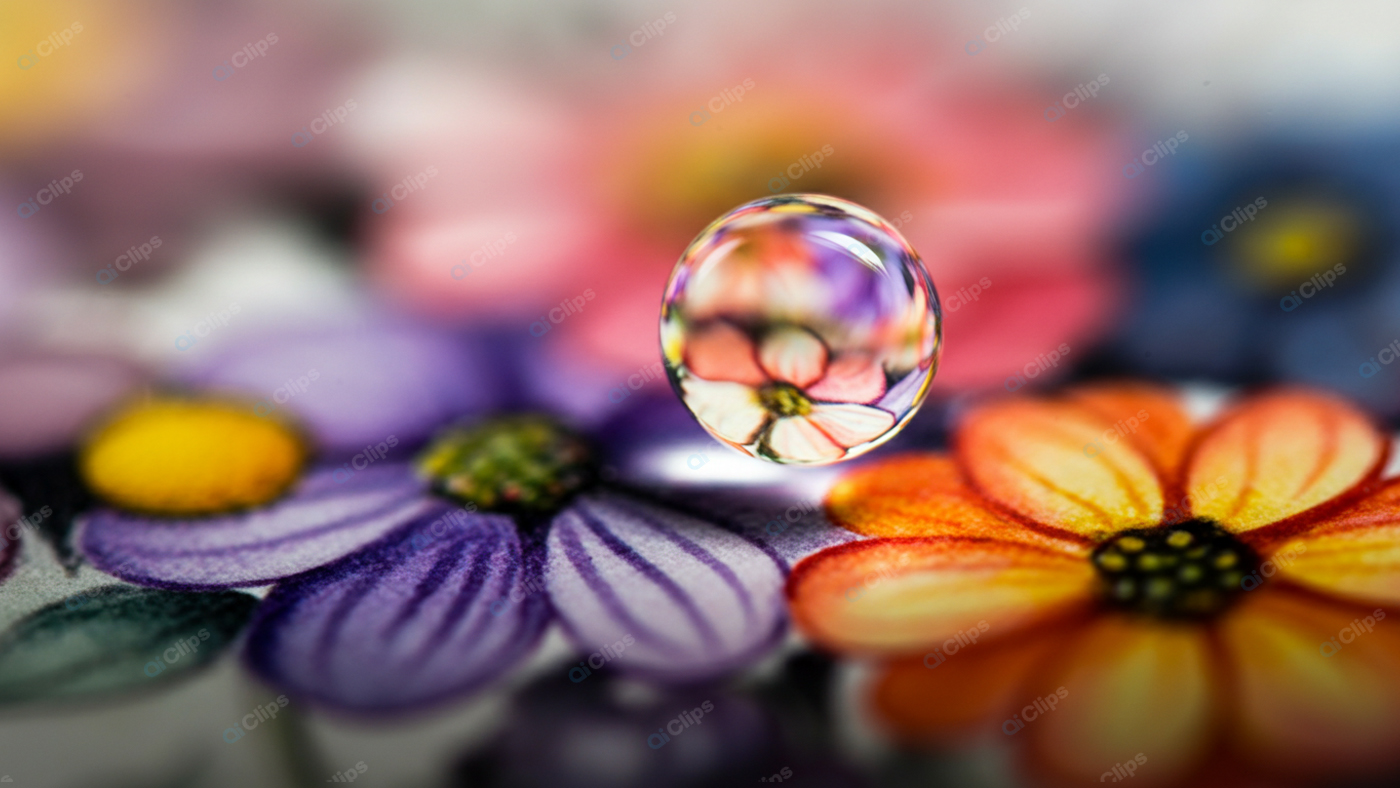 Macro Photography of Water Droplet on Colorful Flowers