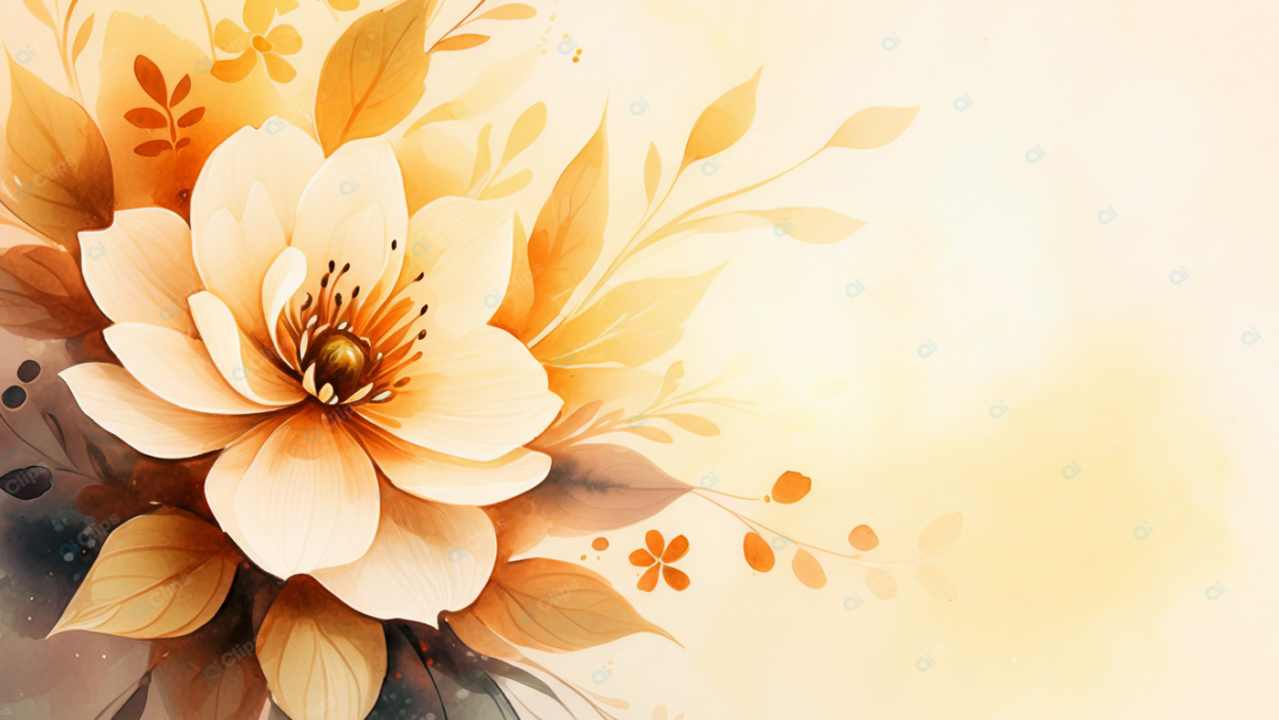 Floral Watercolor Art with Autumn Leaves