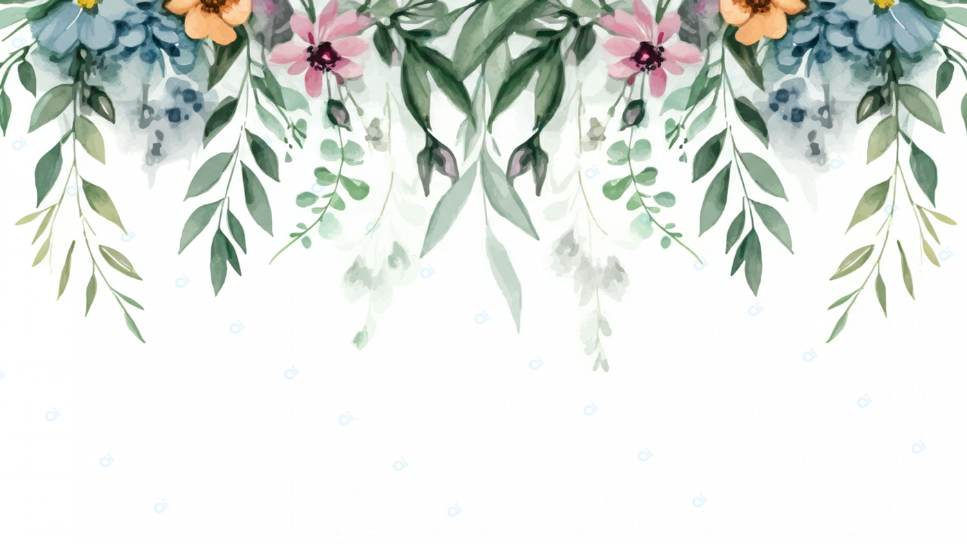 Botanical Watercolor Floral Border Pattern