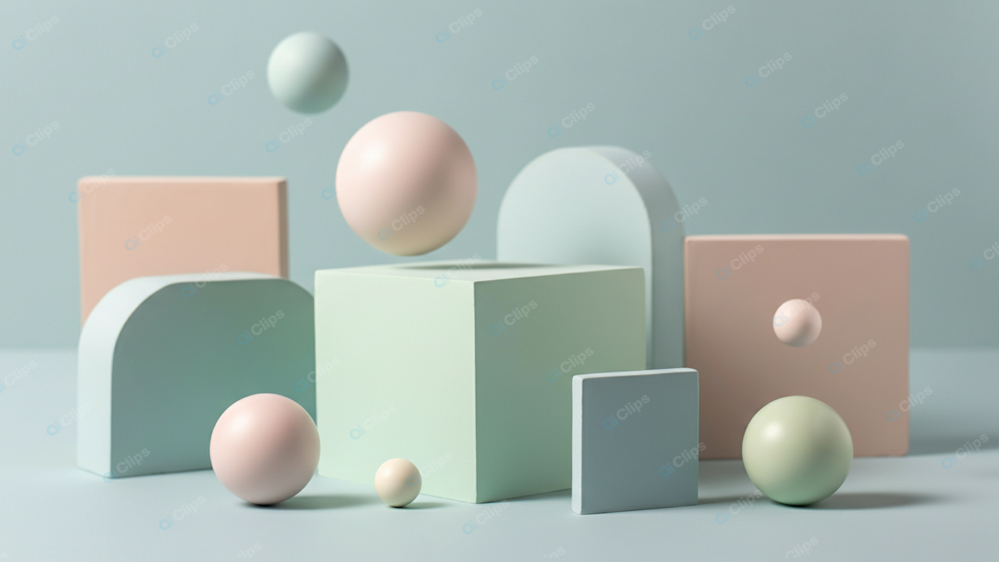 Pastel Geometric Shapes on Soft Background