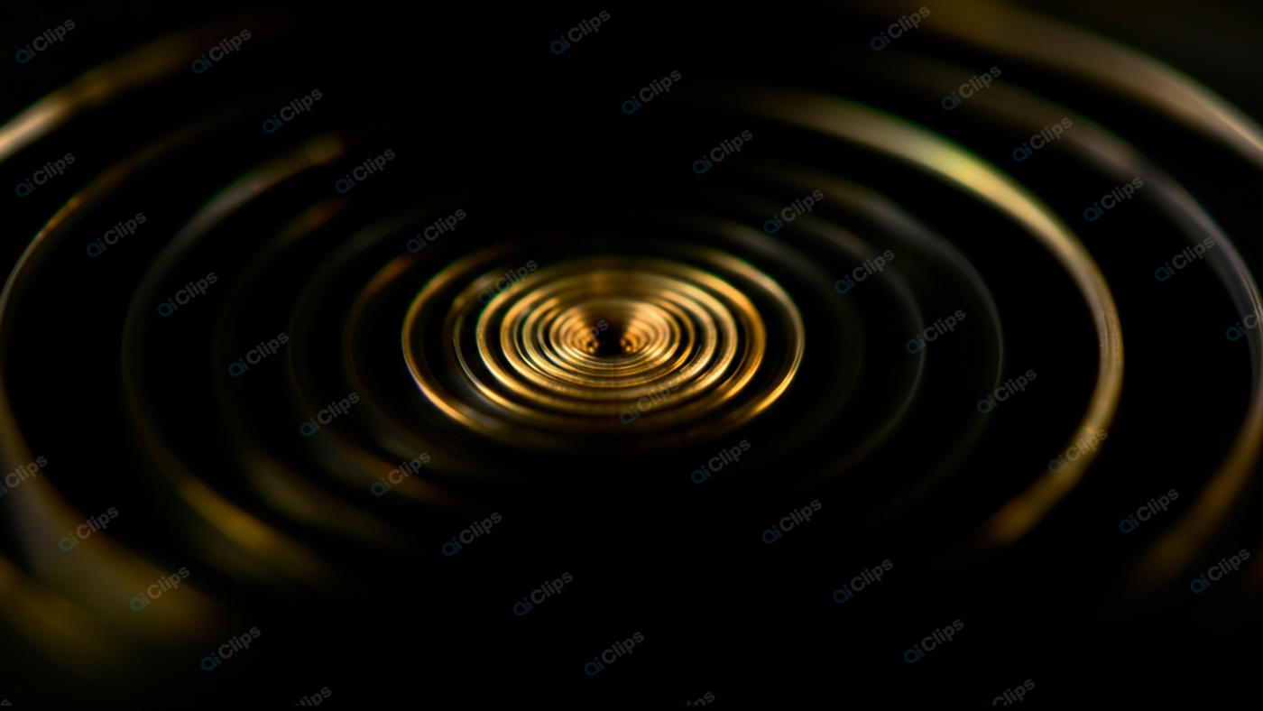 Golden Ripples on Water Surface in Darkness