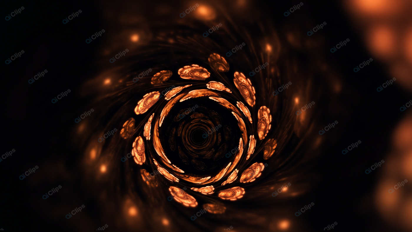 Swirling Cosmic Tunnel with Fiery Patterns