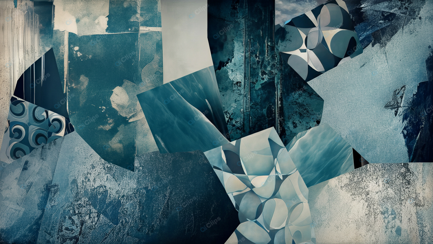 Abstract Geometric Blue Textured Collage