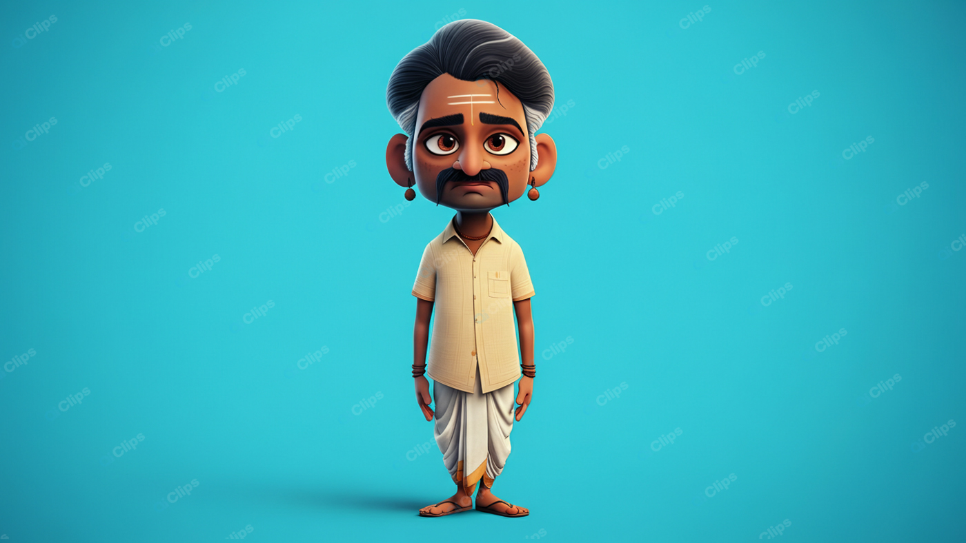 Cartoon Character in Traditional Indian Attire