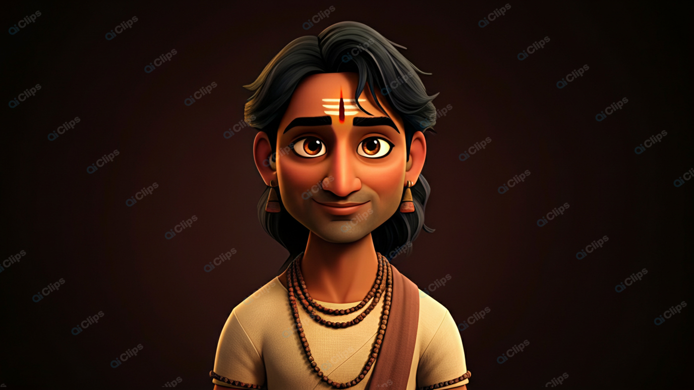 Traditional Indian Tribal Animated Character Portrait