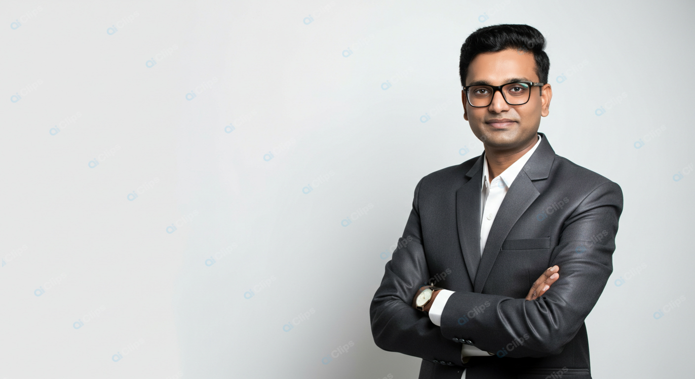 Professional Businessman with Glasses in a Suit and Tie
