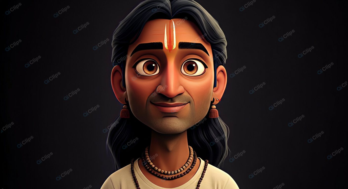 Animated Character Portrait with Indian Cultural Elements