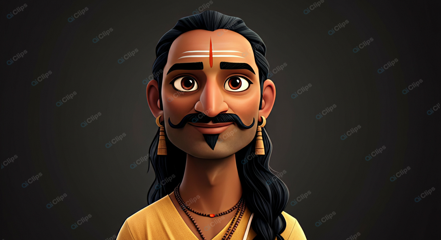 Traditional Indian Cartoon Character Portrait with Earrings