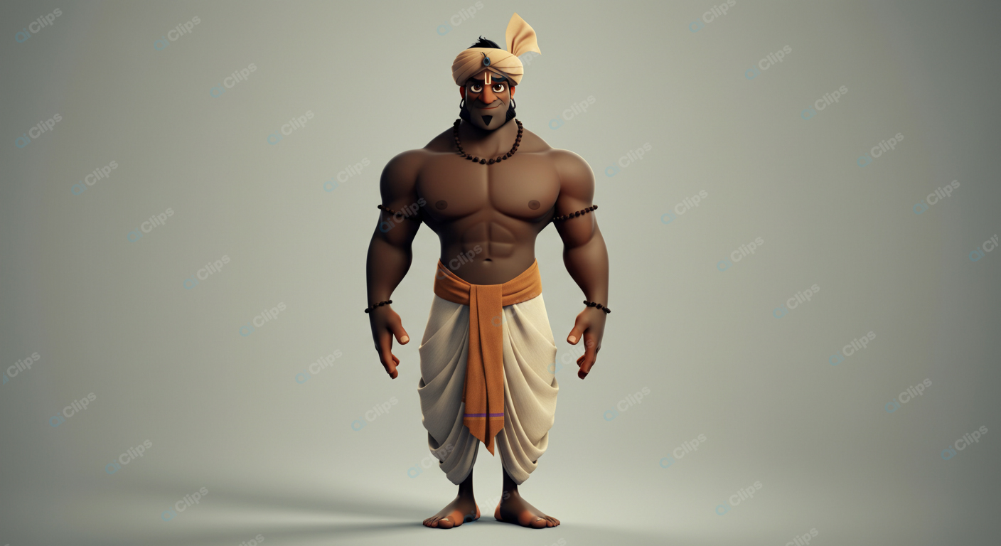 Animated Character in Traditional Attire with Turban