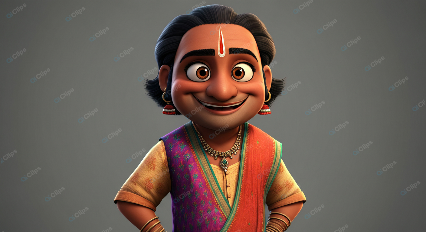 Animated Character in Traditional Indian Attire