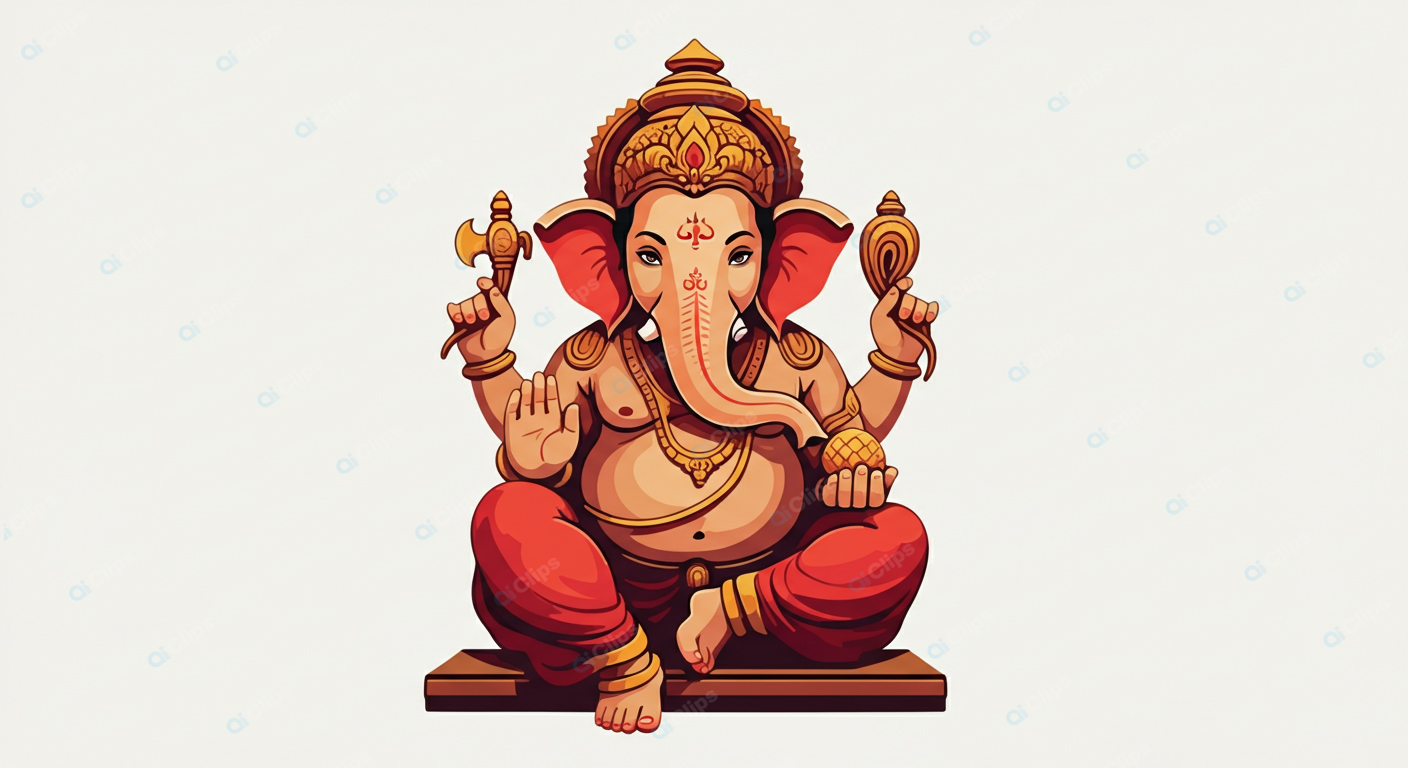 Lord Ganesha Hindu Deity Illustration