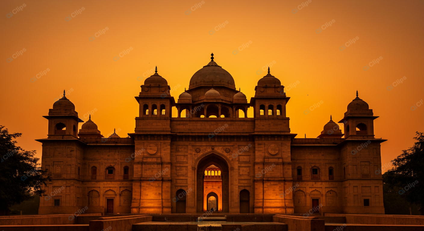 Historical Mughal Architecture at Sunset