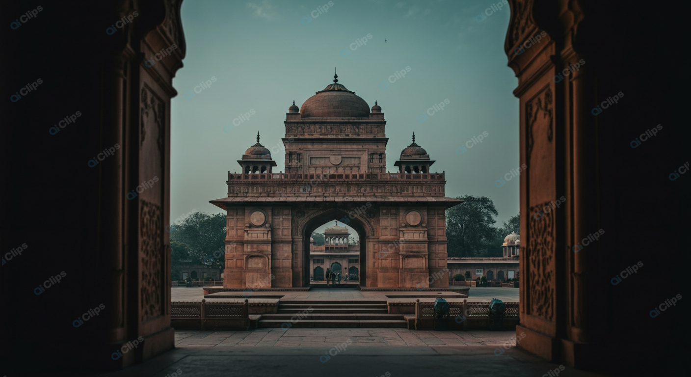 Historic Indian Red Fort Through Archway