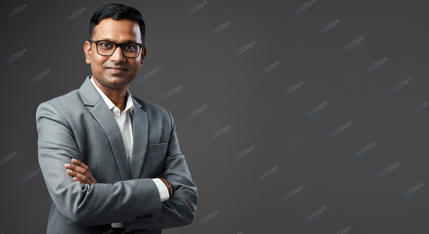 Professional Confident Businessman in Grey Suit Portrait