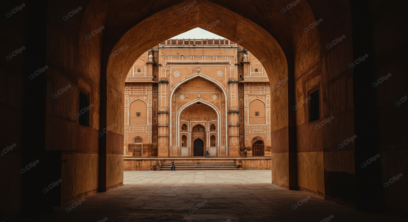 Historic Indian Archway Leading to Traditional Architecture