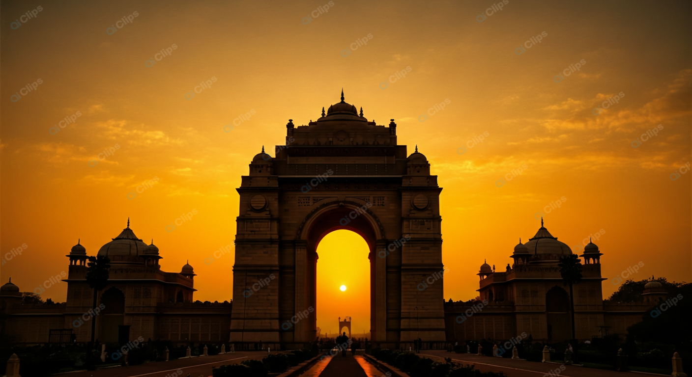 India Gate Silhouette at Sunrise