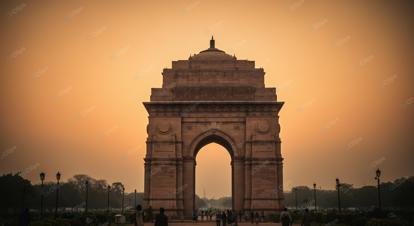 India Gate at Sunset in New Delhi
