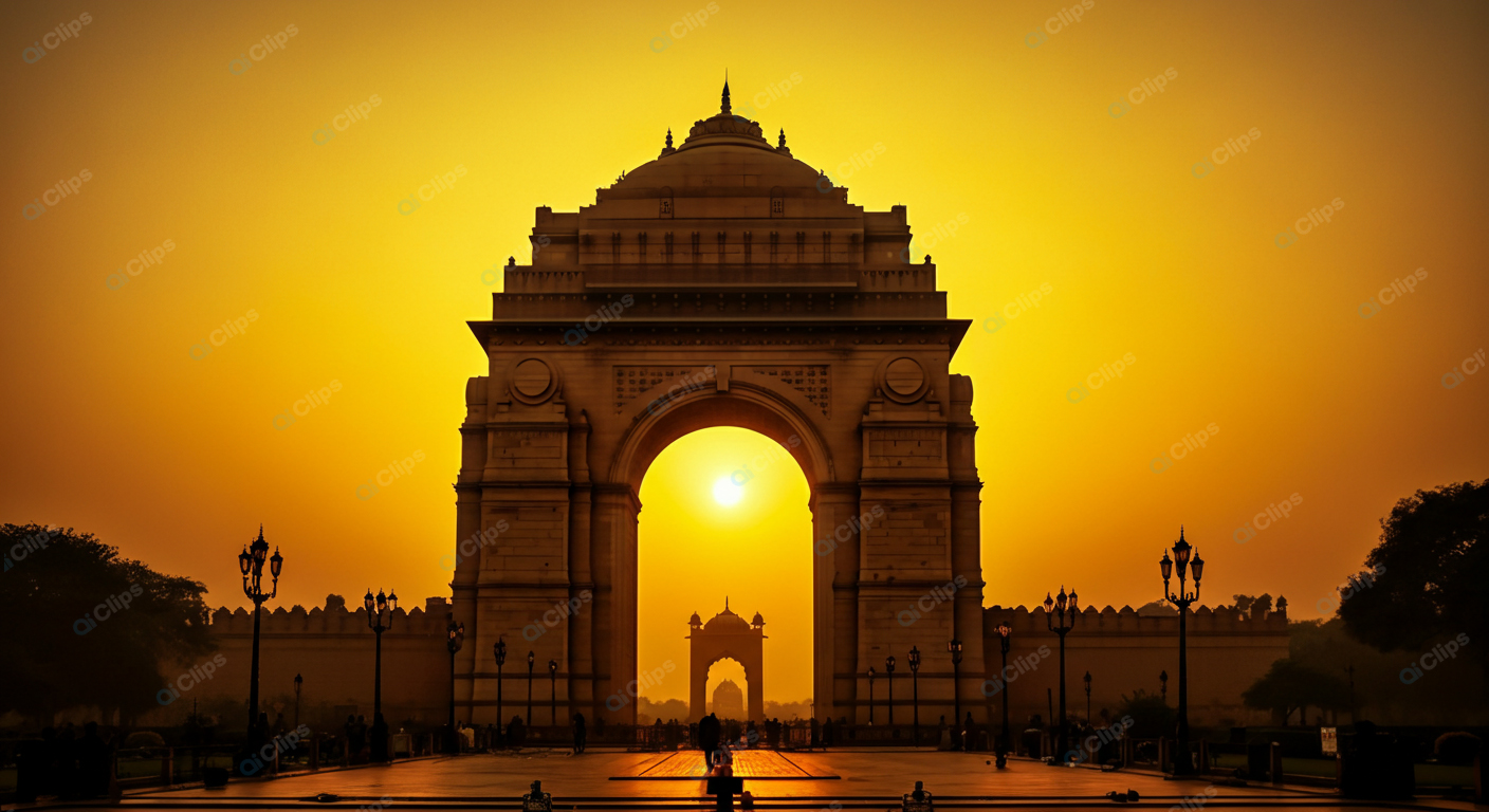 Sunset Behind Iconic War Memorial Archway